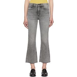 Rag and Bone Nina High Rise Ankle Flare Jeans in Grey Broderick Size 24
